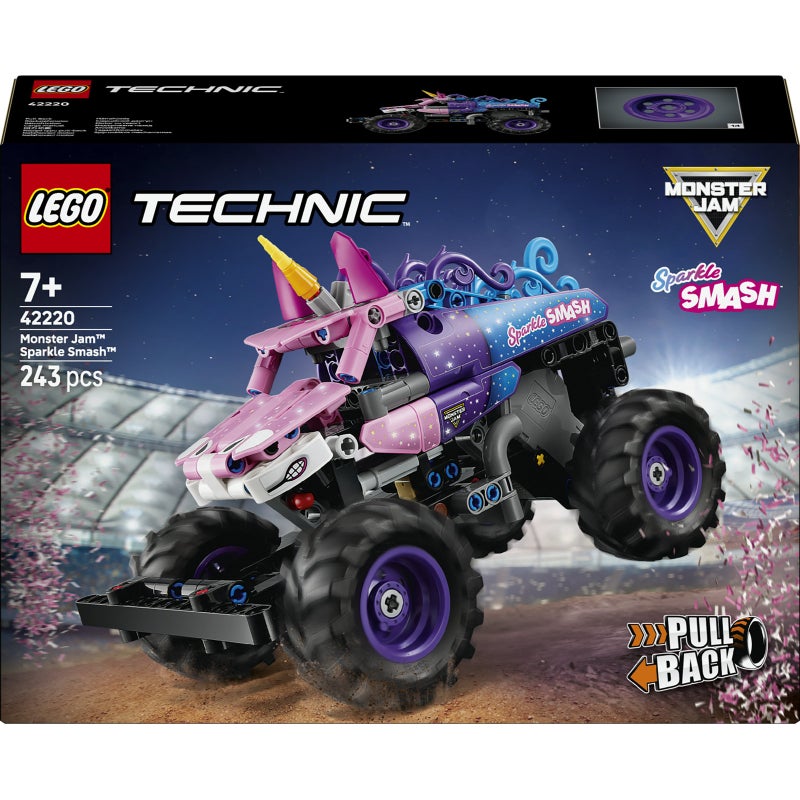 LEGO Technic Monster Jam Sparkle Smash Pull-Back 42220 Building Toy Set (243 Pieces) - Image 2